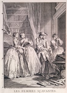 Jelenet Moliere (1622-73) "Les Femmes Savantes" (Kék harisnya) című művéből, Laurent Cars metszet alkotó: François Boucher